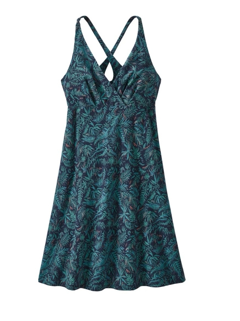Patagonia Amber Dawn Crossback Dress in Nature Forest - botanical - size large